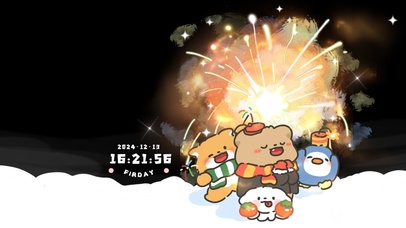 小熊joy-冬日治愈烟火壁纸