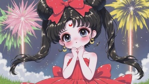 看烟花的小女孩