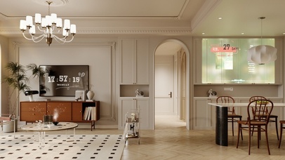 奶油风室内客厅