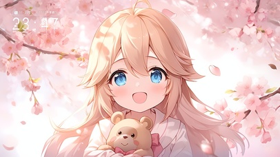 4K 抱泰迪熊的软妹少女