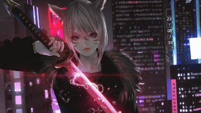 炫酷赛博朋克剑士少女