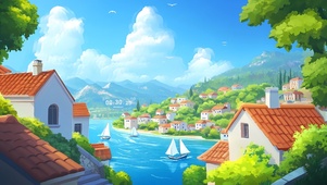 唯美小镇河流