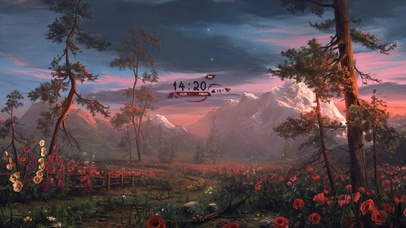 唯美治愈黄昏花圃小路