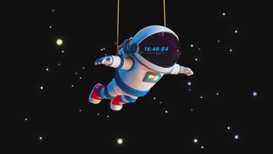 4K 可爱太空人遨游宇宙