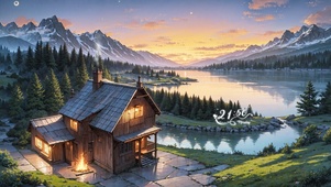 4K唯美治愈湖边小木屋