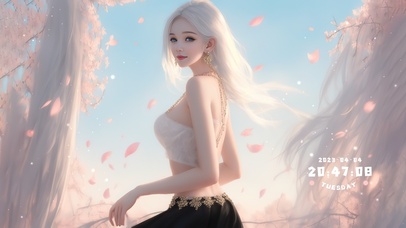 唯美樱花白发治愈女孩