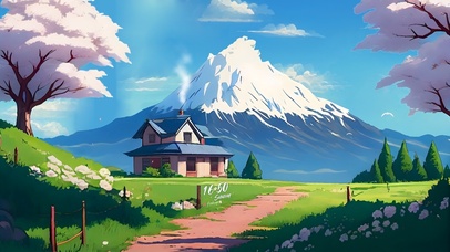 清新治愈 雪山下小屋