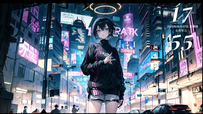 赛博朋克-都市街头的少女