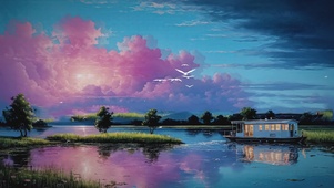 粉色云风景