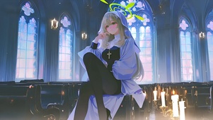 十六夜野宫-黑丝修女制服美女