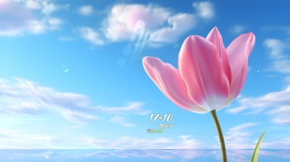 蓝天下的郁金香