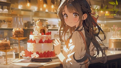 蛋糕店里的可爱少女