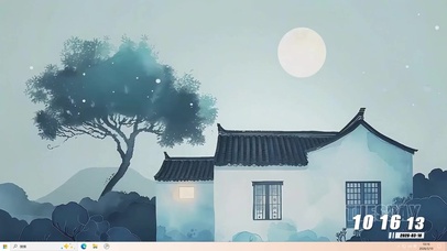 古风简约房屋树木桌面主题