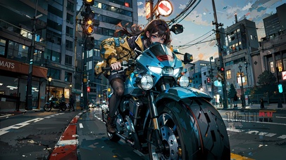 帅气机车美少女