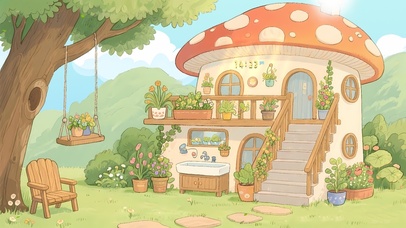 清新蘑菇小屋
