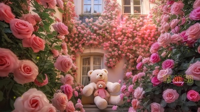 唯美清新玫瑰小熊