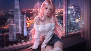城市霓虹白丝女神