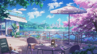 4K 唯美浪漫动漫樱花咖啡馆