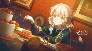 吃甜点的少女