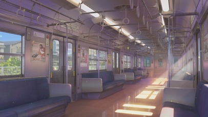 唯美治愈日系动漫车厢插画