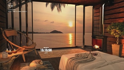 舒适夏日海边小屋日落