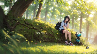 小清新树荫下的女孩