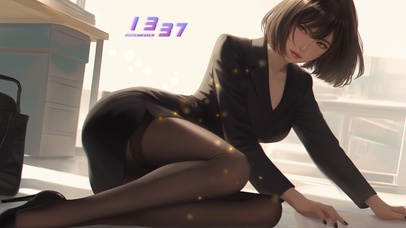 短发侧蹲气质美女