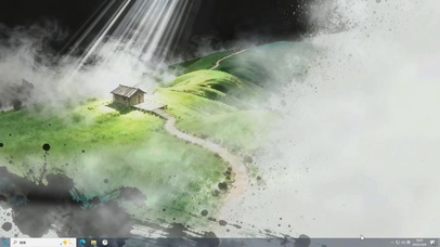 墨色晕染的山径孤屋-桌面主题