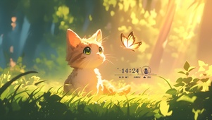 抓蝴蝶猫咪	