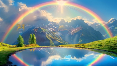 4K彩虹湖水倒影