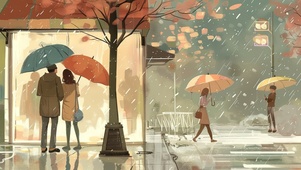 雨中的停驻