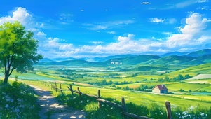 4K唯美春日田野
