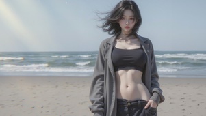 夏日海边美女
