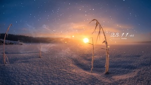 治愈唯美冬季夕阳星空
