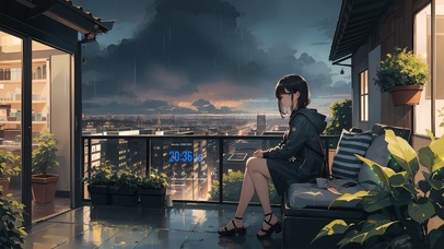 天台雨夜少女