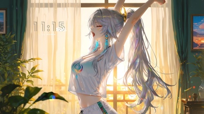 清晨慵懒少女-兹白