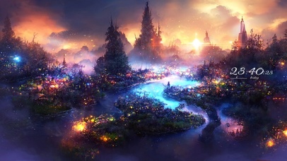 4k 唯美梦幻荧光森林溪流