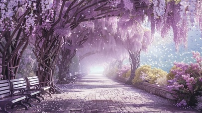 静谧紫藤花大道