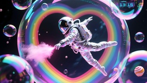 开心到起飞的太空人