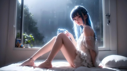 清晨长腿纯欲长发妹妹