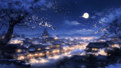夜晚古风街道