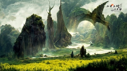 古风荒野迷雾山峰