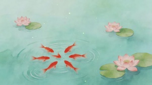 莲开富贵，鲤跃生财