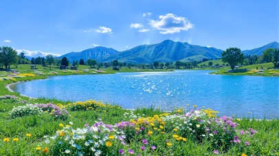 护眼山涧湖泊风景
