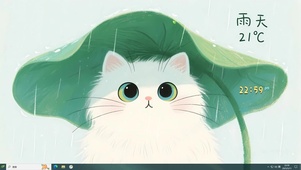荷叶躲雨猫咪