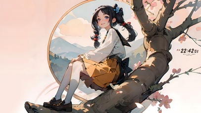 樱花树下的可爱小萝莉