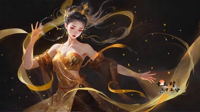 4K黑金水墨敦煌仙女