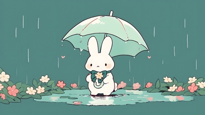 撑伞小兔