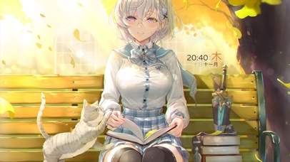 治愈唯美秋季公园少女