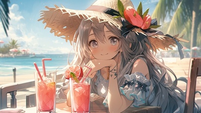 夏日海边夏日冰饮西瓜汁